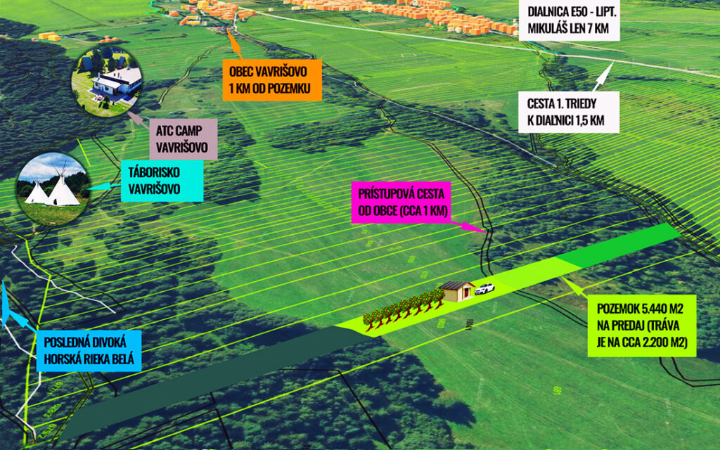 Pozemok 5440m2 Liptov - Tatry - Vavrišovo (7km Liptovský Mikuláš) - Kozy, ovce, kone, včely, farma - Malý obr.č.0b