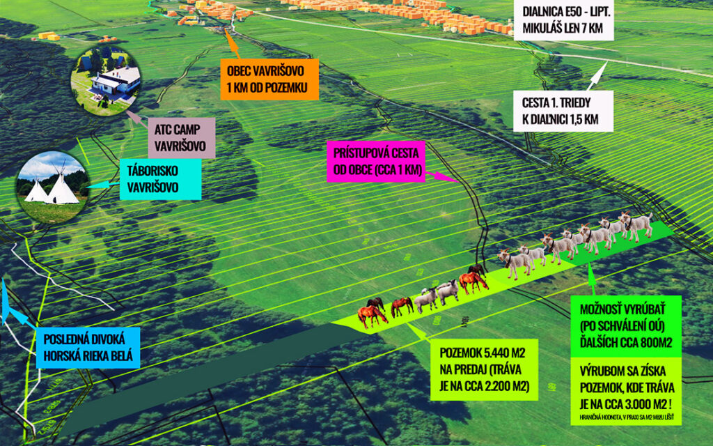 Pozemok 5440m2 Liptov - Tatry - Vavrišovo (7km Liptovský Mikuláš) - Kozy, ovce, kone, včely, farma - Malý obr.č.0d